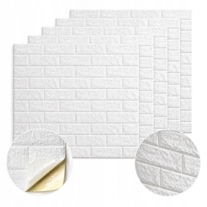 Panel Ścienny CEGŁA Biała 3D Panele Samoprzylepne PCV 70 x 77 cm 8 szt